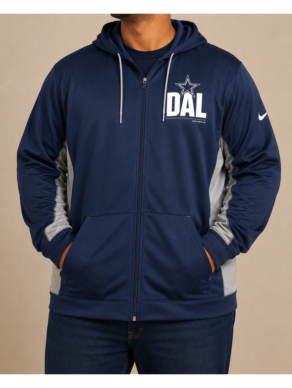 Nike Dallas Cowboys NFL Men's XXL Navy Full Zip Hoodie Jacket Football